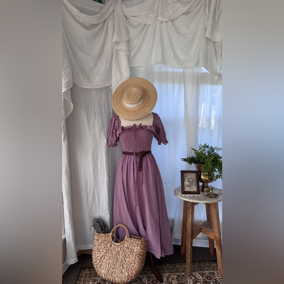 Romantic Wisteria Cottagecore Smocked Bodice with Ruffle Sleeves - Picture 2 of 9